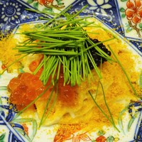 はらまさ - 昼：素麵（白子であえた素麺/カラスミ・キャビア・いくら/芽葱）