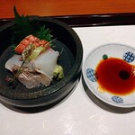 日本料理 えそら - 金目鯛霜　ヤガラ昆布〆め　アオリカ　太刀魚