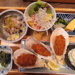 Tosawarayaki Ryuujimmaru - 2021年の｢牡蠣フライとわら焼き鰹のたたき定食｣1463円