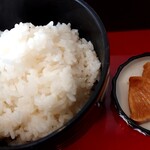 草庵 - 日替わりランチの漬物、ご飯