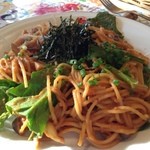 cafe＋元気食堂 おまもり - 海老と木の子とほうれん草の「おまもり」味噌ソース