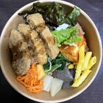レクト サンド カフェ - くるまふカツ＋酵素玄米＋副菜5種のお弁当1350円