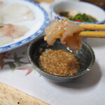 庄ちゃん寿司 - カワハギ薄造り 肝醤油