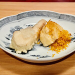 天現寺小野 - サワラと百合根の揚げ物からすみ和え