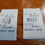 春木屋 - 食券（半券）