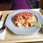 cafe 858 - スパイシージャンバラヤ〜ウィンナーいいの使ってます。鶏肉中は半生で良い感じの焼け具合！