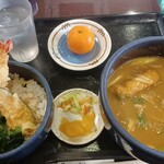 半二郎 - 天丼ランチ(カレーうどんに変更)¥880+¥50