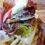 cafe 風車の丘 - 豚肉生姜焼ききんぴらサンド 断面