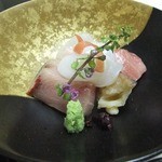 割烹旅館 若松 - 蛸、北寄は良い。鰤はやや微妙で鮪はだめでした。