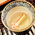 緒方 - ◆間人蟹の蟹酒の熱燗。日本酒は茨城県の「武勇」