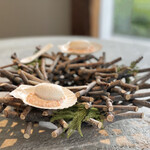 ad hoc  - ◆帆立のアイス　柿と帆立　フォアグラ　ミルクの泡