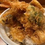 天じゅ - 活穴子海老天丼+麺セット¥1240