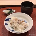 御料理 寺沢 - 焼河豚の炊込みごはんと赤だしと香の物