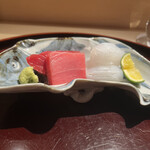 車力門 おの澤 - お造りは鮪とイカ。う〜んあま〜うめ〜♡