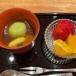 雨ニモマケズ - 抹茶白玉ぜんざいと季節のフルーツ