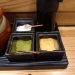 天ぷら ご天 - 抹茶塩・みかん塩・普通の塩