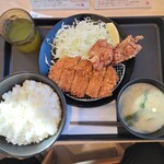 Matsunoya - ロースかつ＆本格唐揚げ定食(ご飯大盛・税込850円)
