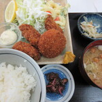 三喜食堂 - かき＆カニクリームのミックスフライ　小ライス