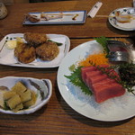 久昇 - おさしみ、子持ちこぶ、里芋コロッケ