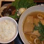 玉家 - きつねうどん　＆　コロッケ、ポテトサラダ