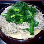 そば亭 瀬左衛門 - にらそばの上には地元産にらタップリ