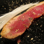 鳥茂 - 鴨の正油漬け、白髪葱と黒胡椒で