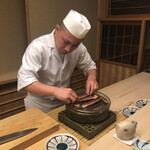 片折 - 真剣に蟹を焼く片折大将！