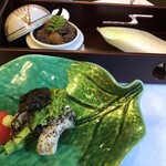 太田なわのれん - 牛肉有馬煮,ツブ貝と菜の花の新海苔和え