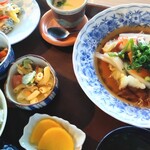 お食事処 沖 - 2回目、カレイ野菜餡定食 1,000円