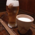 酒盃 - 生ビール(中)と生ビール(小)