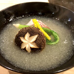 味ひろ - 赤甘鯛と焼き椎茸、姫蕪の霙仕立て　染み渡る旨さ