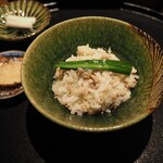 薪鳥新神戸 - 鳥そぼろご飯 + 韮