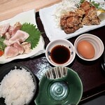 旬菜とお酒 あんばい - 博多地鶏タタキと鶏唐揚げの定食