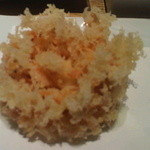 手打ち蕎麦 志庵 - 桜エビ、半かきあげです。泡雪の様でした。