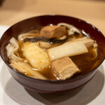 うを徳 - 2021.12 年越しきしめん（氷見鰤、スミイカ天ぷら、海老芋、独活、椎茸）