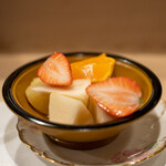 うを徳 - 2021.12 フルーツ盛り（やよいひめ、ルレクチェ、小布施林檎コンポート、宮崎蜜柑）