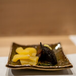 うを徳 - 2021.12 にぎりこ(鰊を船上で捌いてその場で塩漬けにした数の子)、大分冬菇椎茸