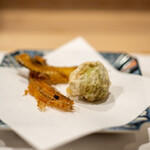 うを徳 - 2021.12 秋田蕗の薹天ぷら、浜名湖鯊骨煎餅