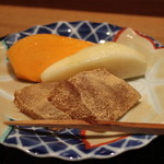 岩さき - <2012/12ランチ>柿、ラフランス、れんこん餅