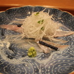 岩さき - <2012/12ランチ>グジと平目のお造り。ぽん酢と土佐醤油。