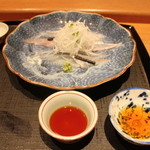 岩さき - <2012/12ランチ>グジと平目のお造り。ぽん酢と土佐醤油。