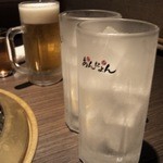 焼肉あんにょん - 相方の生ビールと自分のグラスです