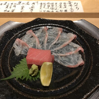 日本料理　「十二颯」 ヒルトン東京 - お造り、鮪と鯛の薄造り