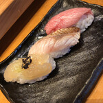 板前寿司 - 白えび昆布〆、のどぐろ、カマトロ
