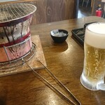 七輪焼肉 安安 - 生ビール　セールで、190円だった