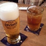 舟蔵の里 - オリオンビール生と烏龍茶