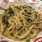 五右衛門 - 広島産牡蠣と帆立のペペロンチーノ¥1,280ちょっと食べちゃった