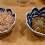 Sushi Sake Sakana Sugitama - かつお節ぶっかけわさび茄子と数の子松前漬け