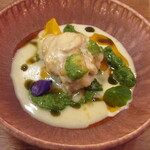 クーリエール - チーズフォンデュ～日本のチーズソース 白菜のソース　スティックセニョール（茎ブロッコリー）のソース 