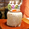 Kiyouken - ジャンボシウマイminiをケーキに見立ててみる(ロウソクとプレートはコージーコーナーにて調達)